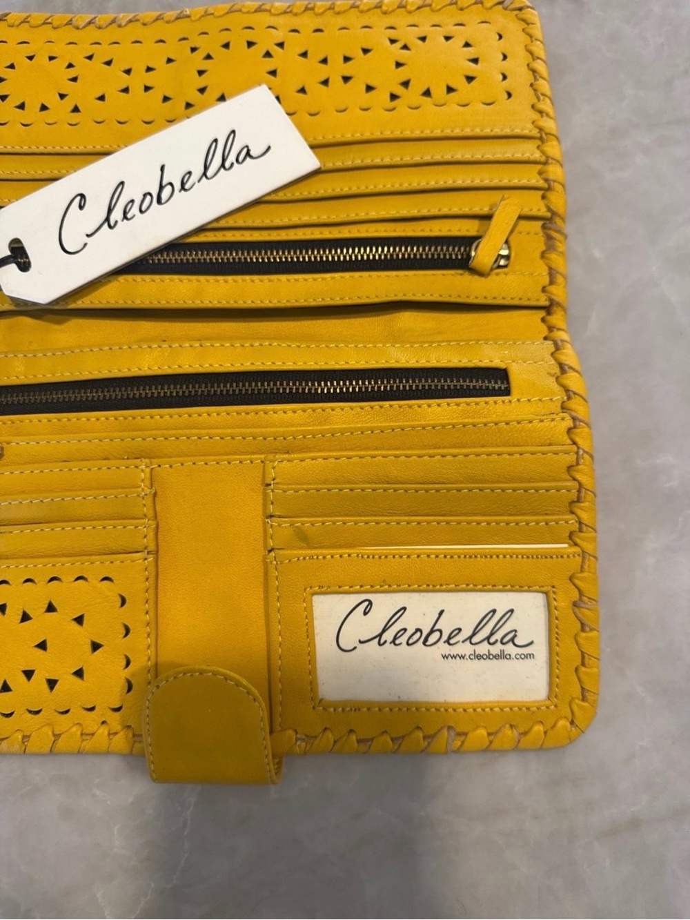 Cleobella Yellow Leather Mexicana Clutch